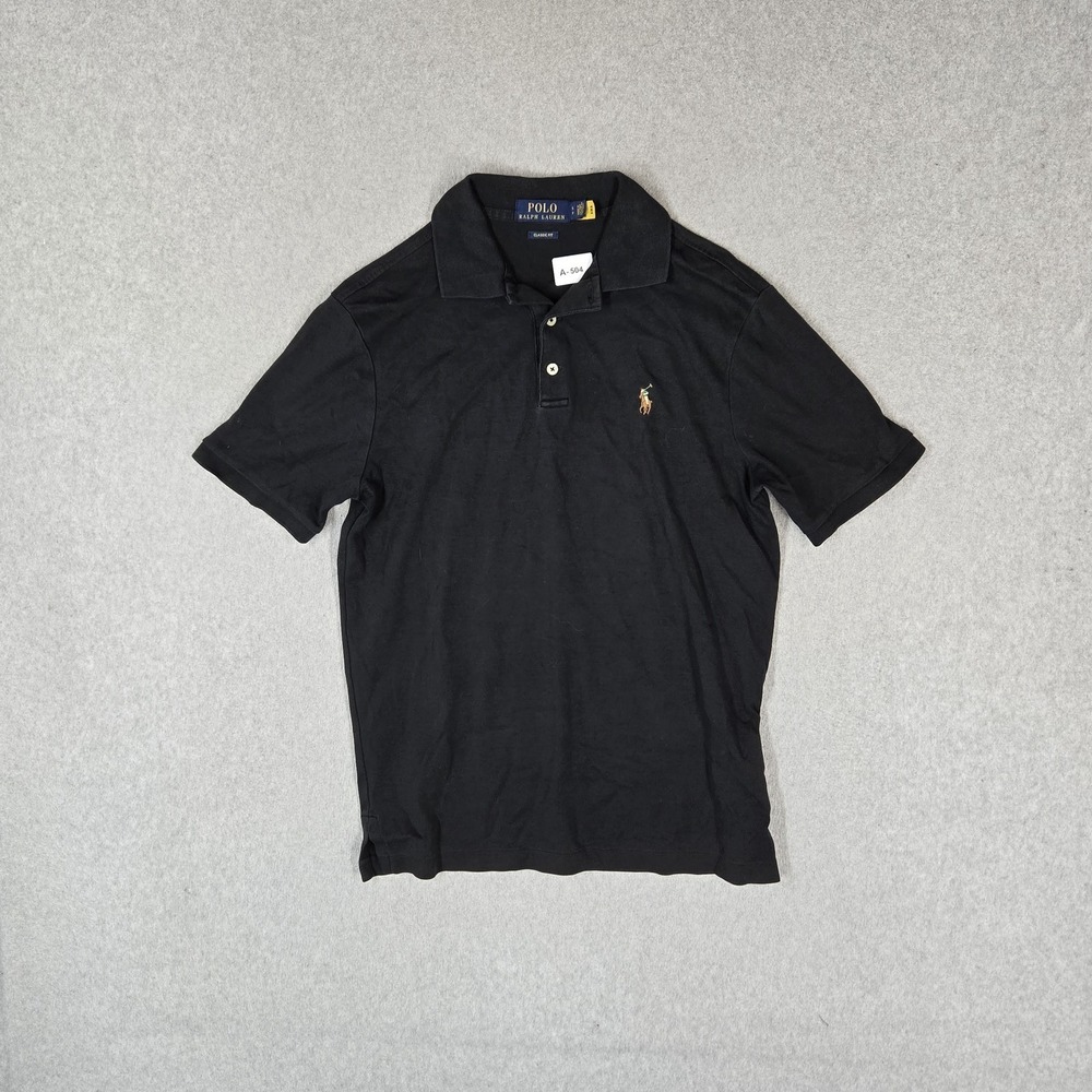 Polo Ralph Lauren Men Polo S Black Embroidered Pony Classic Logo Short Sleeve